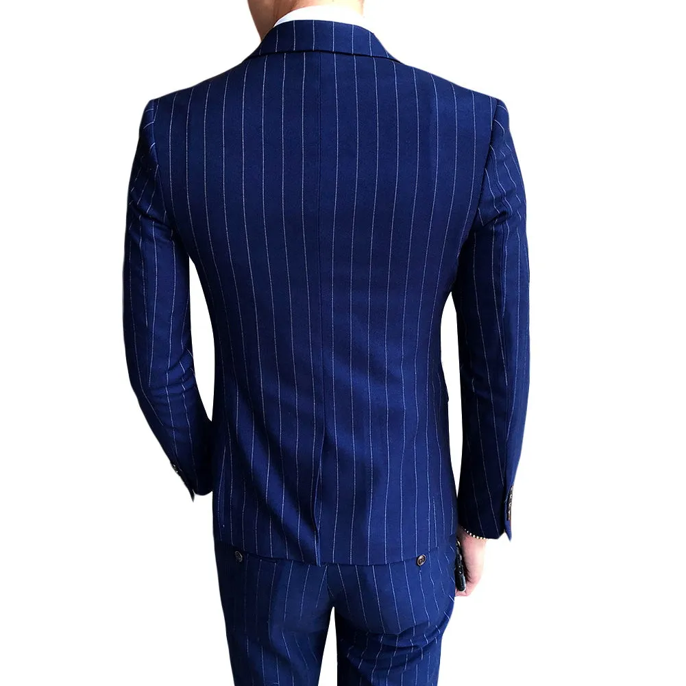 3-Piece Blue Suit Stripe Design Suit