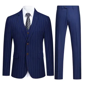 3-Piece Blue Suit Stripe Design Suit