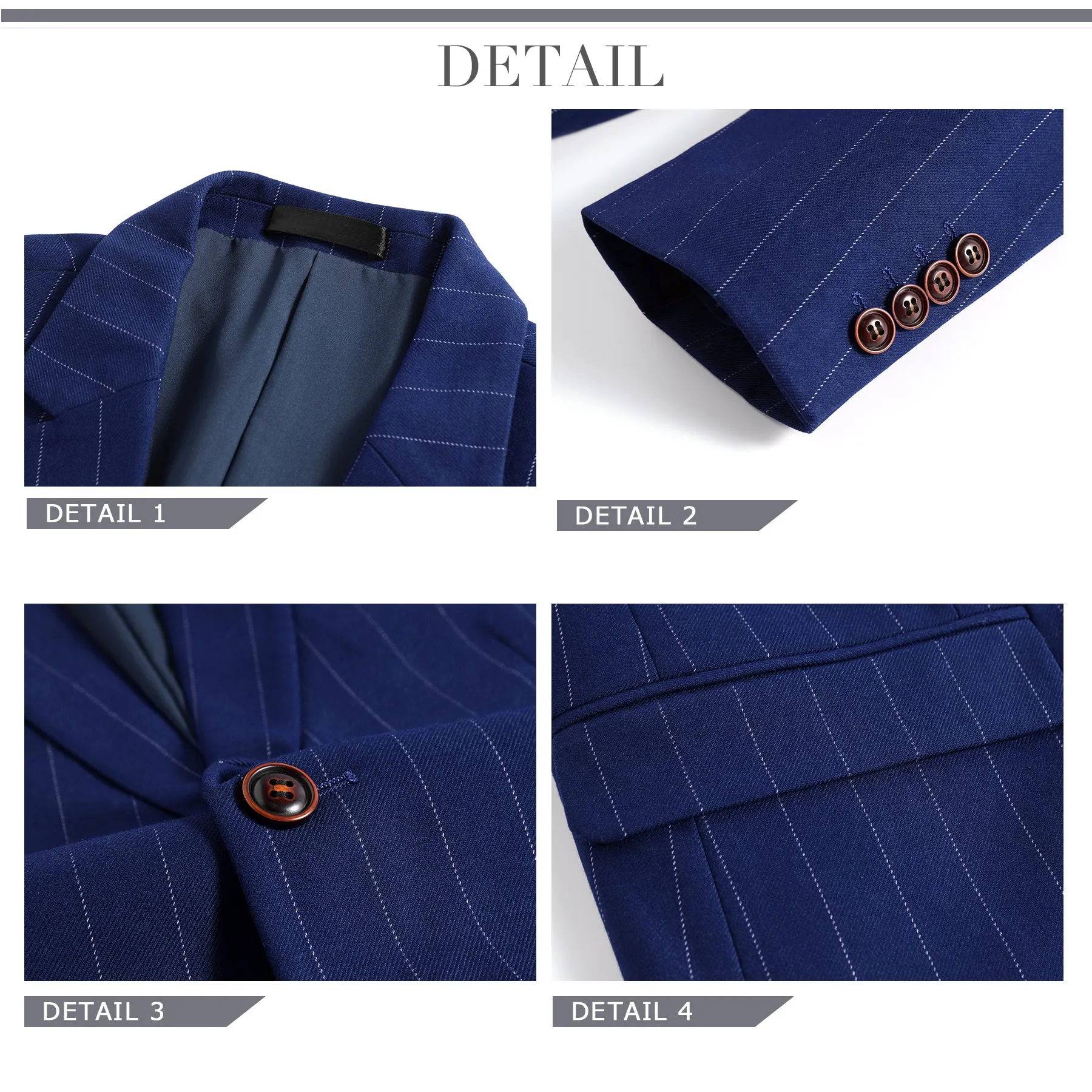 3-Piece Blue Suit Stripe Design Suit