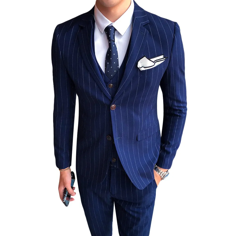 3-Piece Blue Suit Stripe Design Suit
