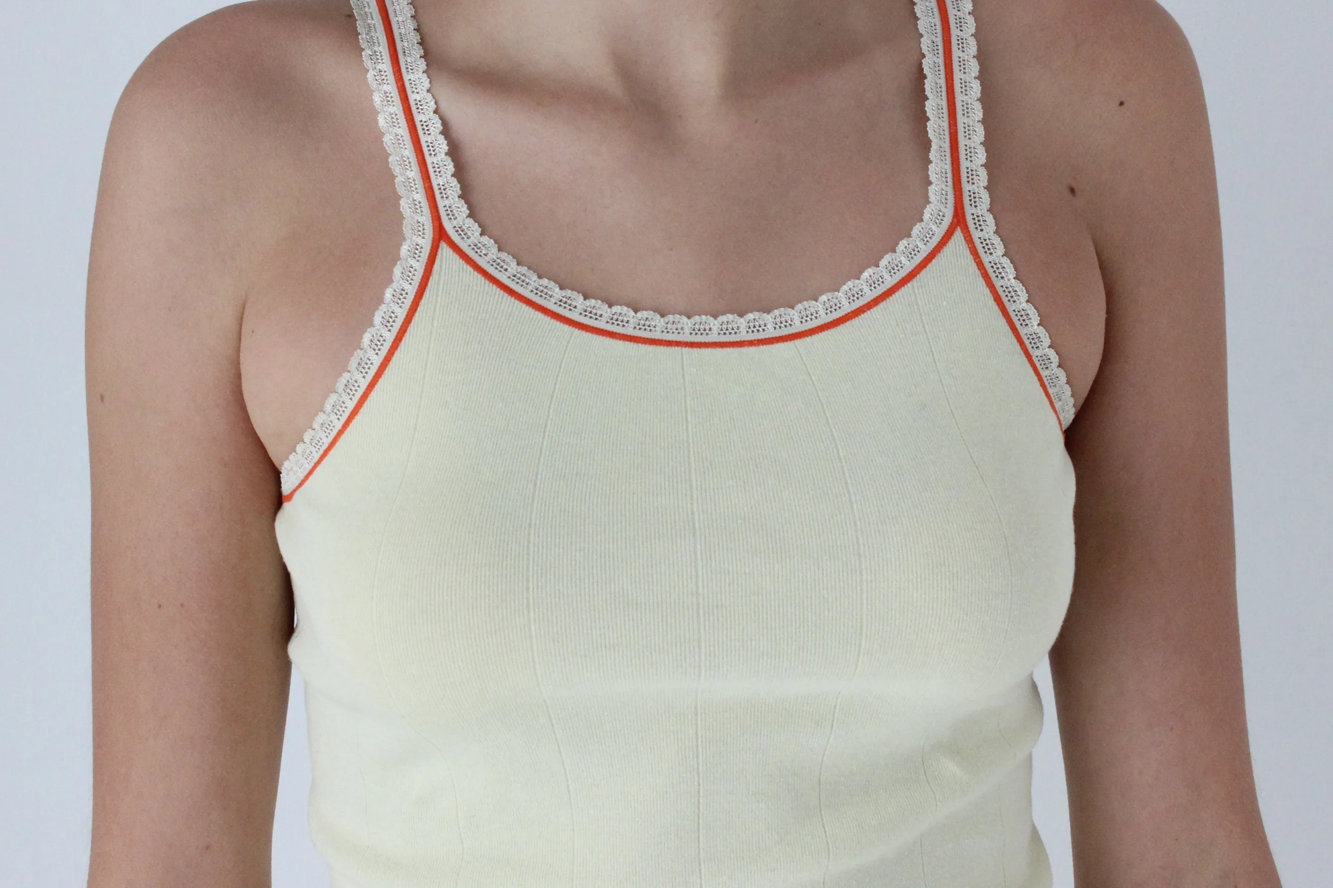 90s Stretch Cotton Pale Yellow Target Tank