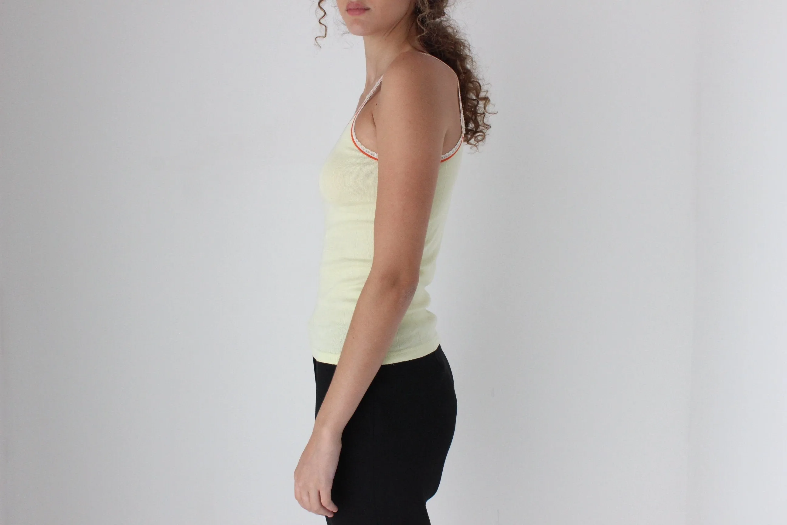 90s Stretch Cotton Pale Yellow Target Tank