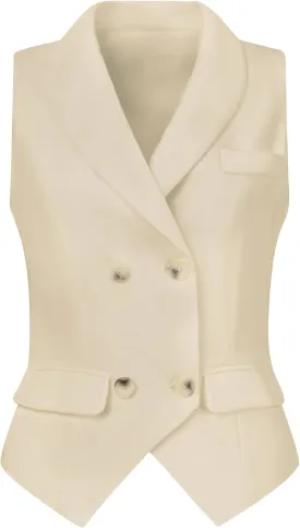 Allegra K Women's Suit Vest Double Breasted Business Lapel Dressy Waistcoat Vest
