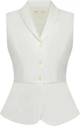 Belle Poque Women's Vintage Vest Top Lapel Collar Button Down Waistcoat V Neck Peplum Dressy Suit Vest for Shirts