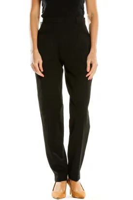 Black High-Waisted Straight-Leg Trousers