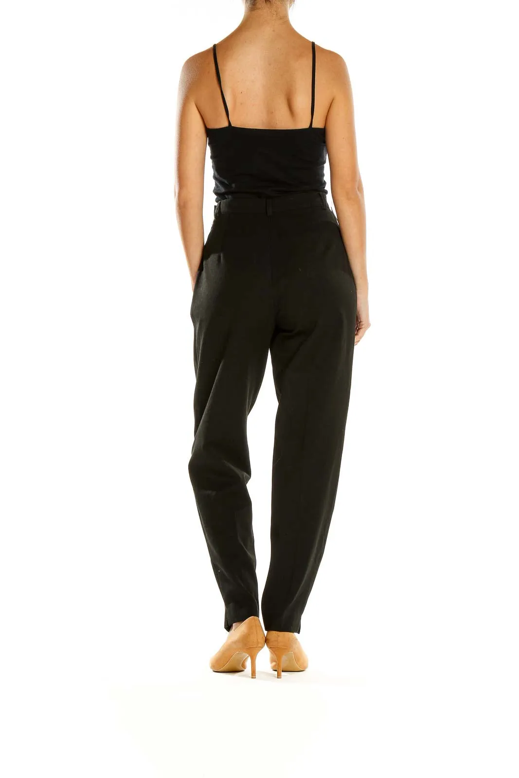 Black High-Waisted Straight-Leg Trousers