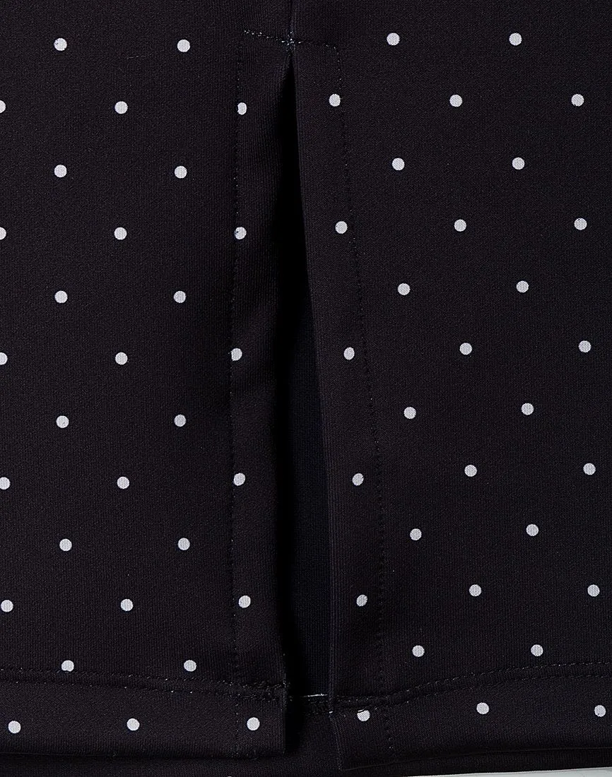 Black Polka Dot Spotted Elasticated Waist Pencil Skirt