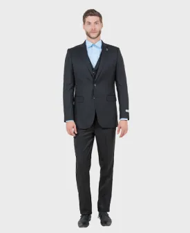 Black Sharkskin Three Piece Suit