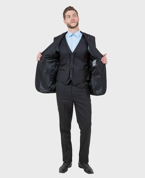 Black Sharkskin Three Piece Suit