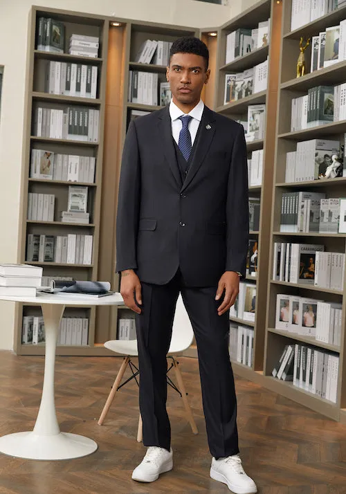 Black Sharkskin Three Piece Suit