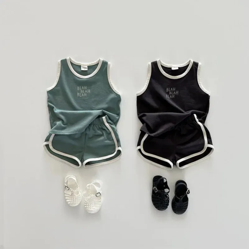 'BLAH BLAH BLAH' Cute Kids Sports Vest & Shorts Set