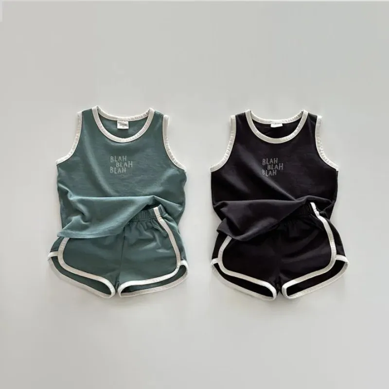 'BLAH BLAH BLAH' Cute Kids Sports Vest & Shorts Set