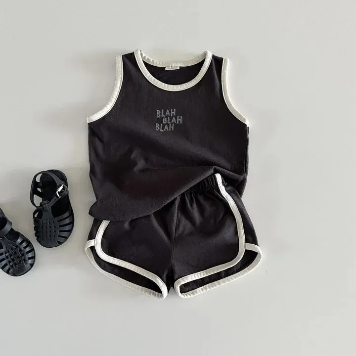 'BLAH BLAH BLAH' Cute Kids Sports Vest & Shorts Set