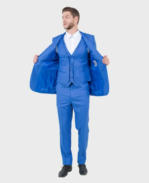 Blue Sharkskin Three Piece Suit