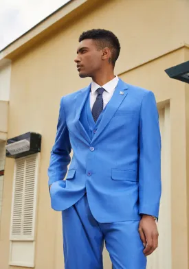 Blue Sharkskin Three Piece Suit