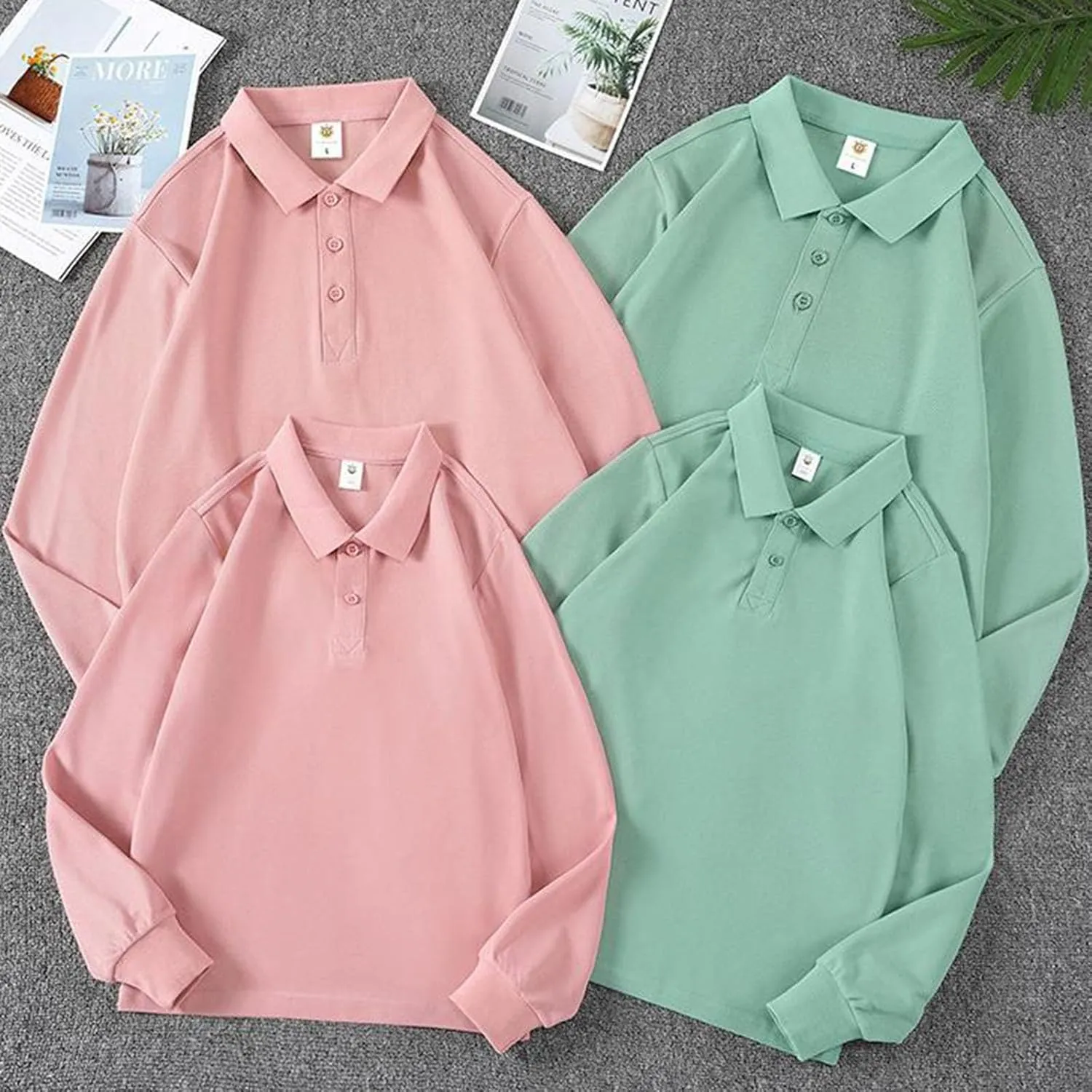 Boys' Girls Long Sleeve Polo Shirts School Uniform Polo Shirts Comfortable Button Down Shirts