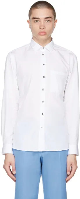 Burberry White Slim-Fit Logo Detail Shirt