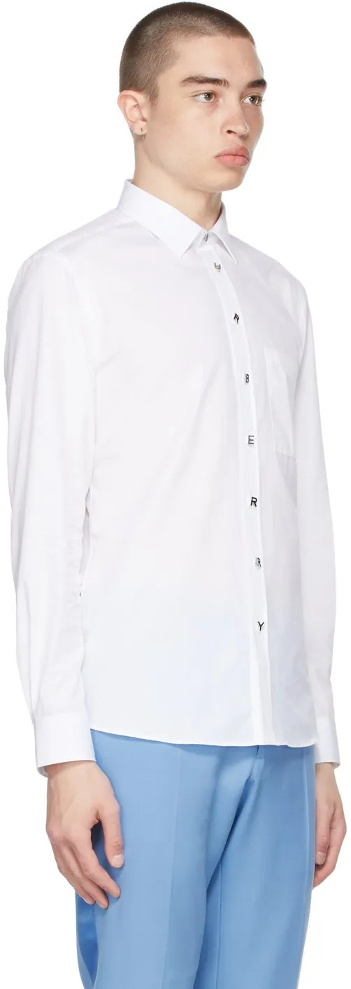Burberry White Slim-Fit Logo Detail Shirt