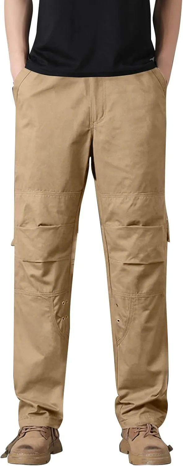 Casual Jogger Pants for Men Breathable Relaxed Fit Chino Outdoor Cargo Pants Running Loose Fit Twill Jogging Sweatpants