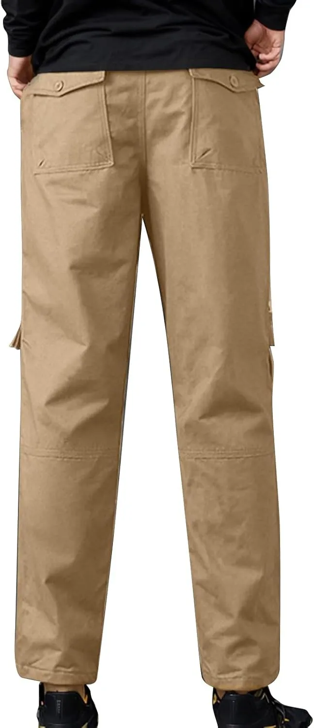 Casual Jogger Pants for Men Breathable Relaxed Fit Chino Outdoor Cargo Pants Running Loose Fit Twill Jogging Sweatpants