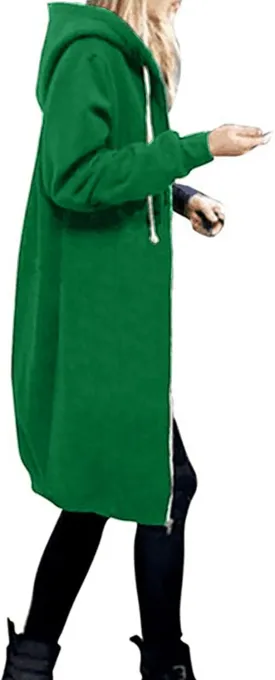 Cdiecer Women Hoodies Zip Up Long Hooded Sweatshirt Jacket Casual Front Cardigan Plus Size Fall Winter Coat with Pockets