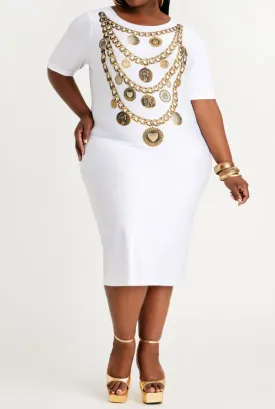 CHAIN PRINT KNIT T-SHIRT DRESS