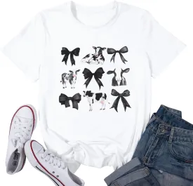 Cow Shirts for Women Easily Distracted by Cows Bleached Cowgirl T-Shirt Short Sleeve Vintage Western Tops