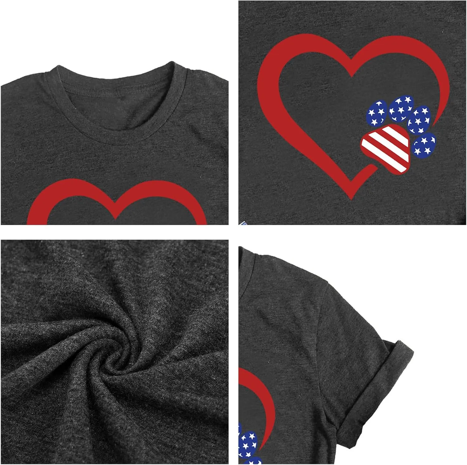 Dog Lover Shirts for Women - Cat Paw Graphic Tee Dog Mom Gifts Girls Heart Tops