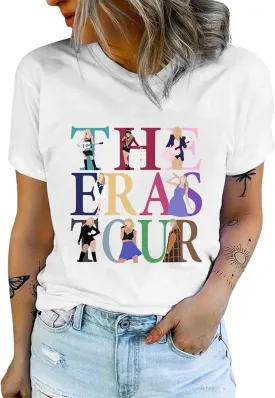 EVELUST Womens Country Concert Shirt - Cute Music Festival Graphic Tee World Tour Outfits Fan Lover Casual Letter Print Top