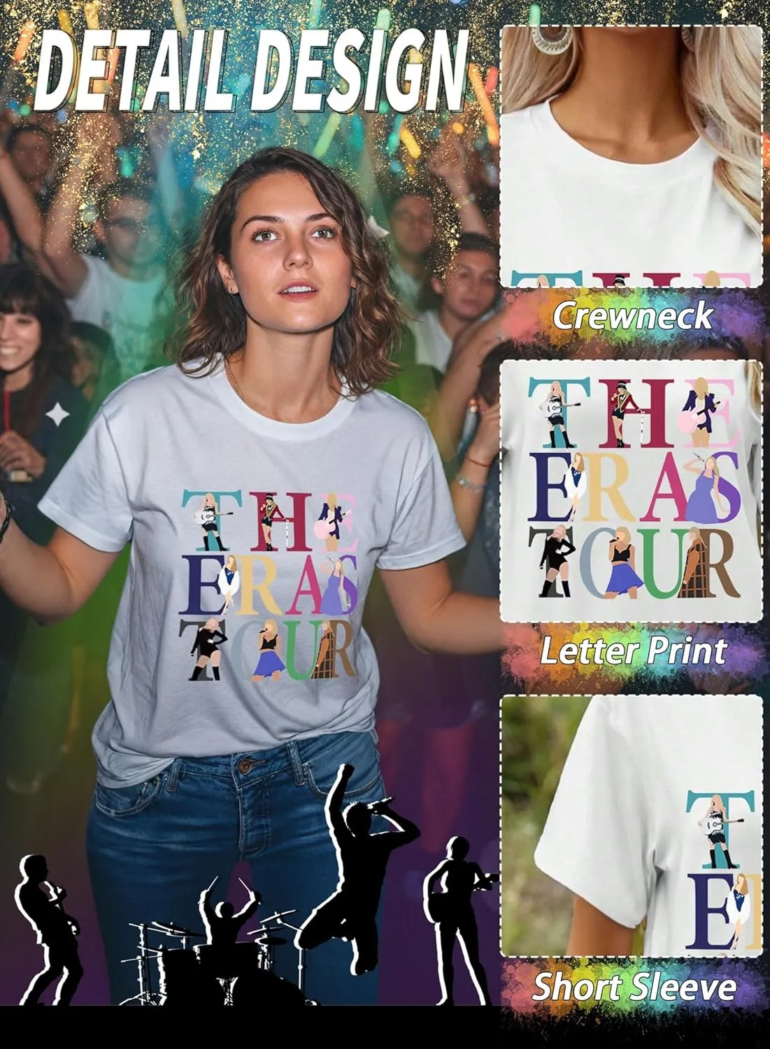 EVELUST Womens Country Concert Shirt - Cute Music Festival Graphic Tee World Tour Outfits Fan Lover Casual Letter Print Top