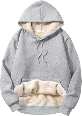 Flygo Men's Casual Fleece Sherpa Lined Hoodie Winter Warm Pullover Hooded Sweatshirt