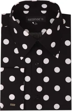 George's Men's 100% Cotton Big Polka Dot Pattern Shirt with French Cuff 16-16.