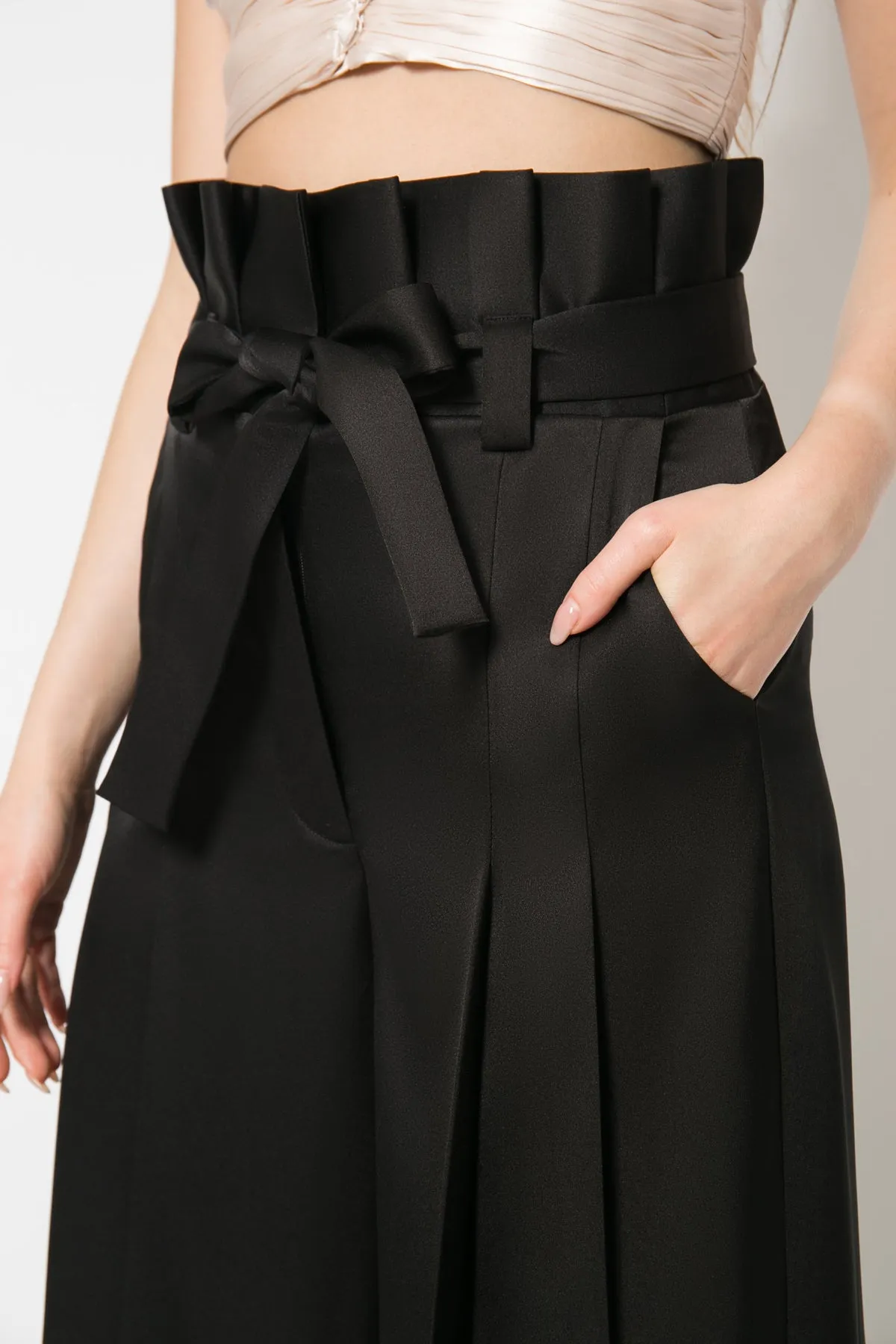 GIORGIA PLEATED HIGH WAISTED WIDE-LEG PANTS