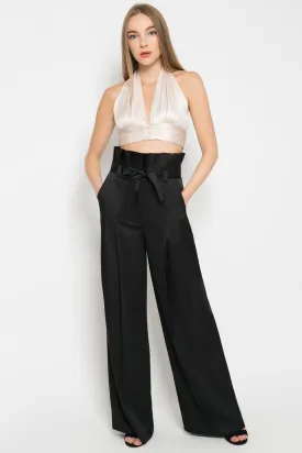 GIORGIA PLEATED HIGH WAISTED WIDE-LEG PANTS