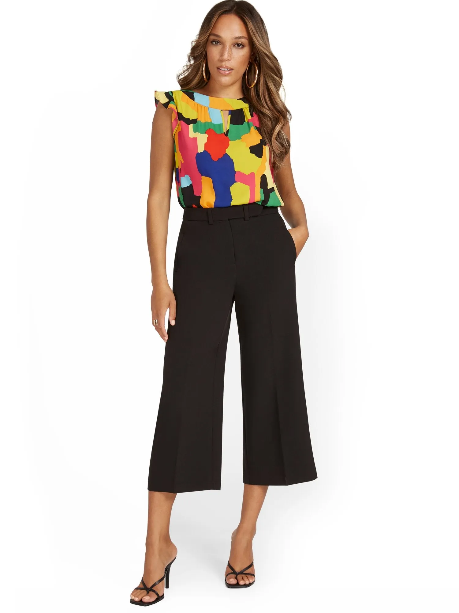 High-Waisted Wide-Leg Capri Pant