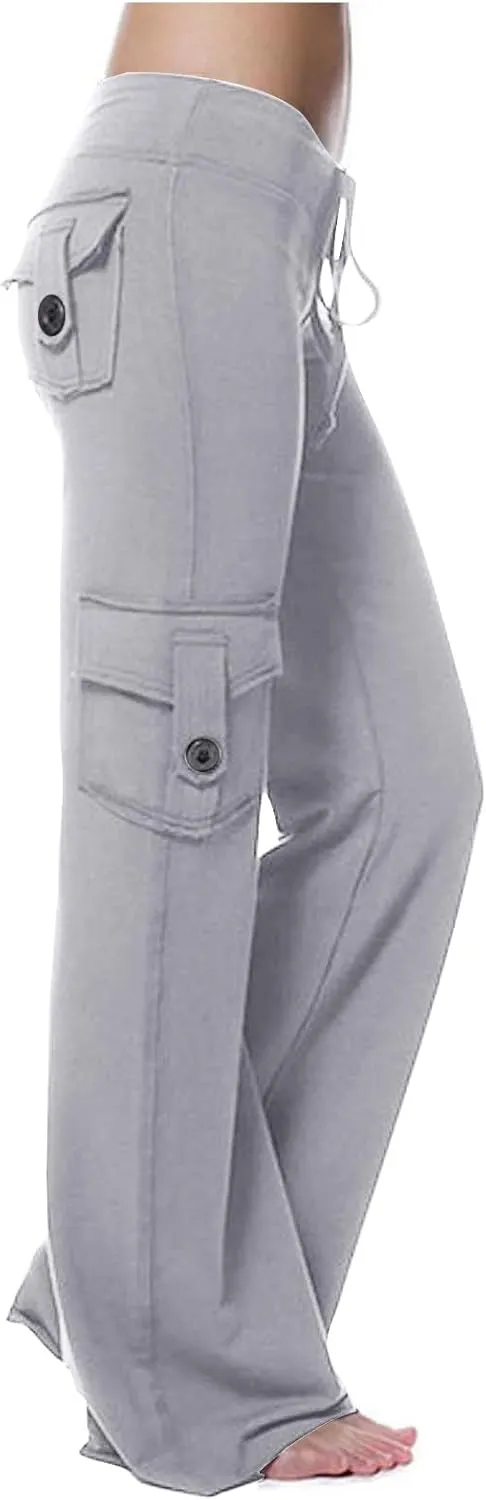 Hvyesh Cargo Pants Women High Waisted Plus Size Stretch Womens Yoga Pants Comfy Pajamas Lounge Pants Sweatpants Wide Leg