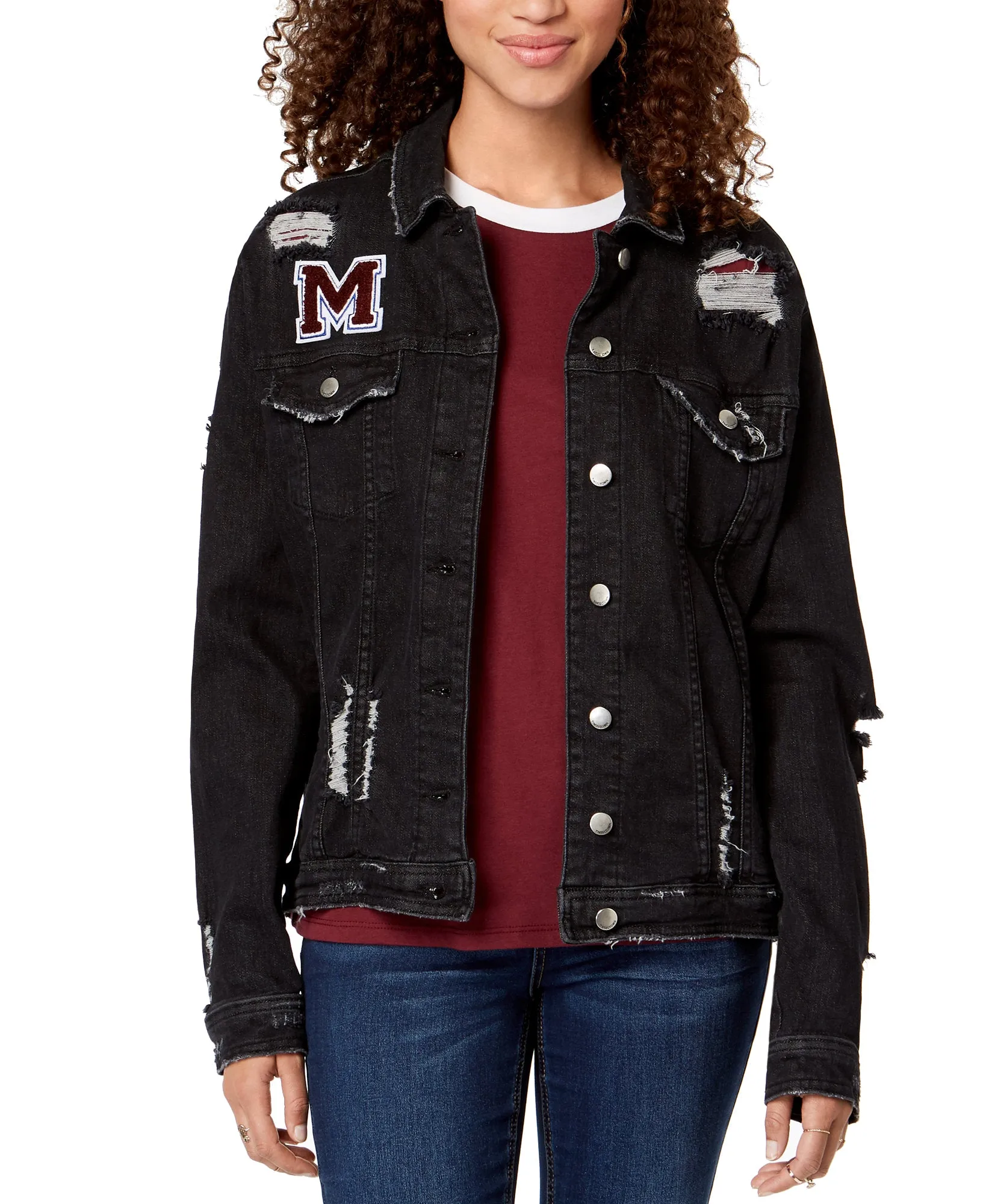 Juniors' Ripped Denim Jacket