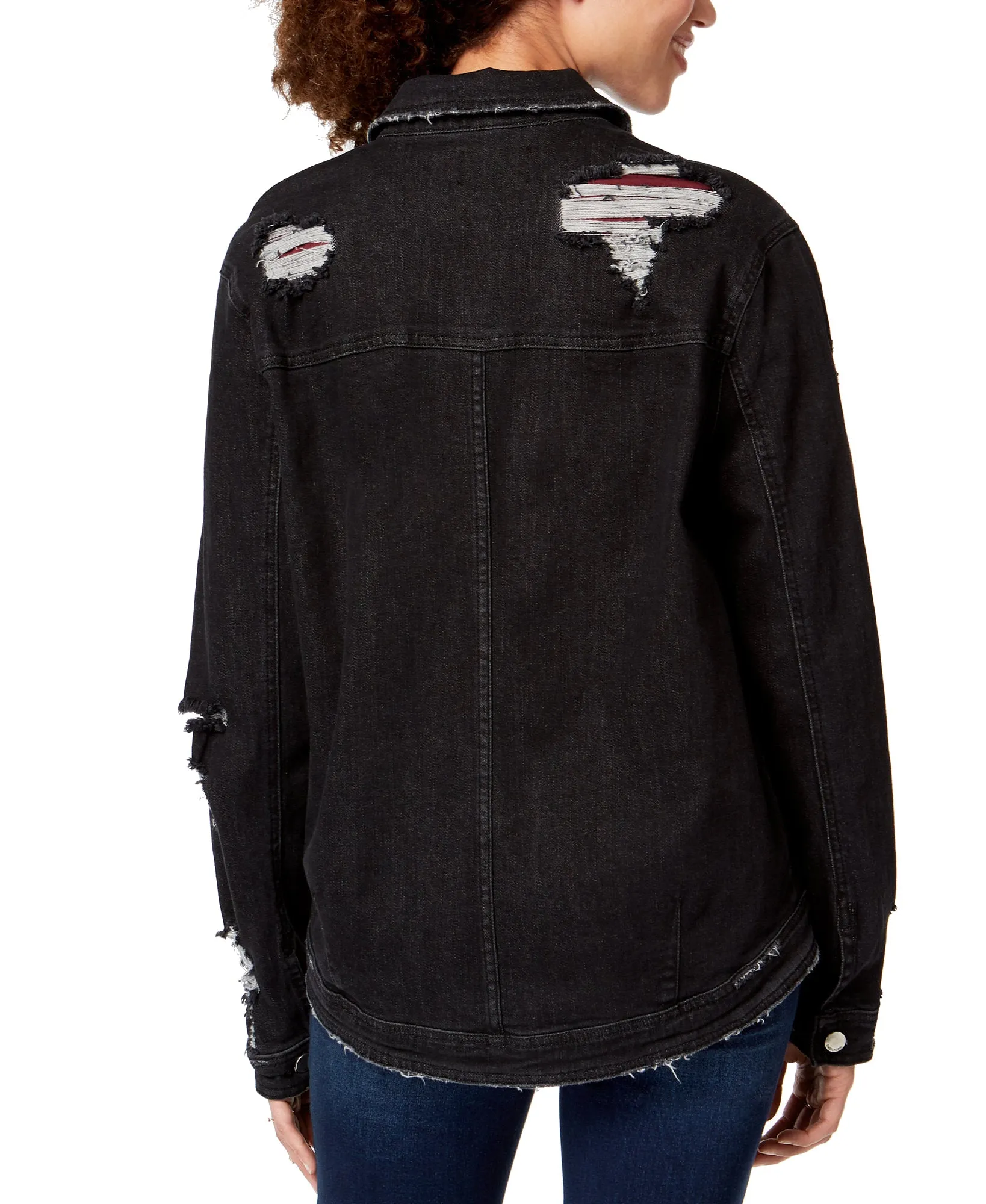 Juniors' Ripped Denim Jacket