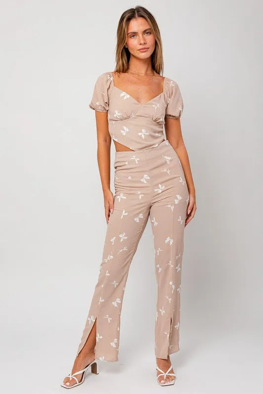 Leona Front Slit High Rise Pants