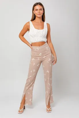 Leona Front Slit High Rise Pants