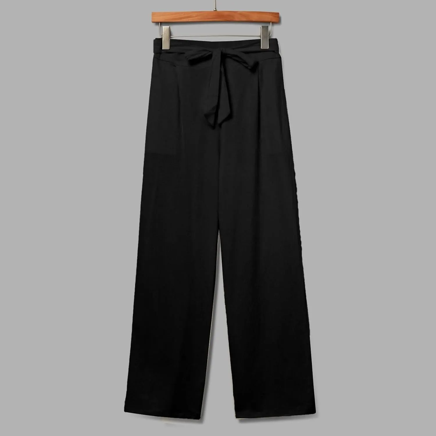 Linen Pants Women Plus Size Business Dress Pants Summer Tie Knot Wide Leg Pant High Waisted Palazzo Pant