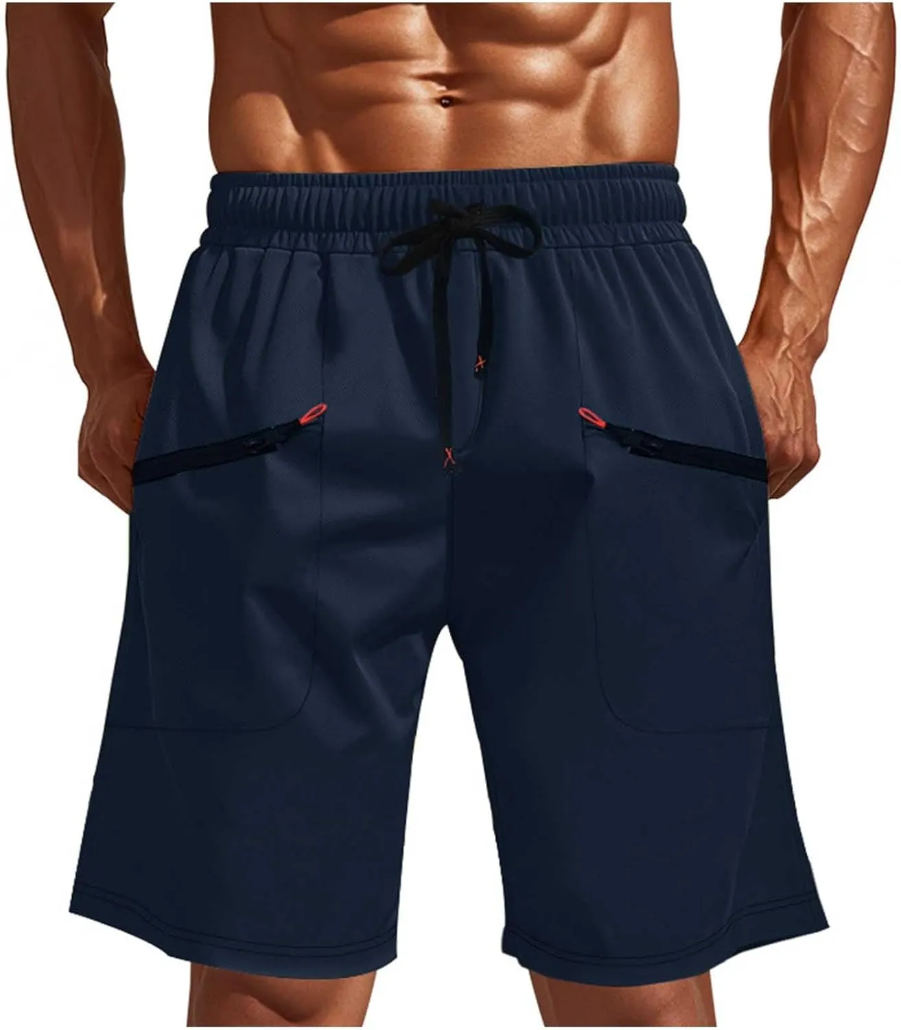 Mens Athletic Shorts Casual Loose Drawstring Solid Pants Fashion Lounge Elastic Waist Beach Summer Cargo Shorts