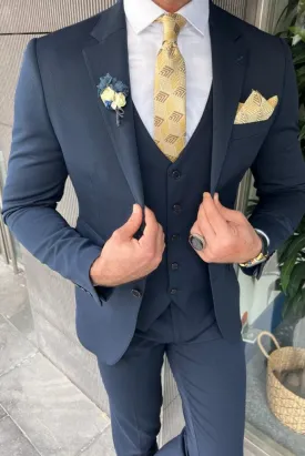 Men's Blue Three Piece Suit Beach Wedding Suit Slim Fit Suit Groomsmen Suit Bespoke Tailoring
