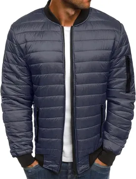 Mens Diamond Quilted Bomber Jacket Lightweight Flight Fall Winter Rib Varsity Jackets Coat Warm Padded Coats for Men