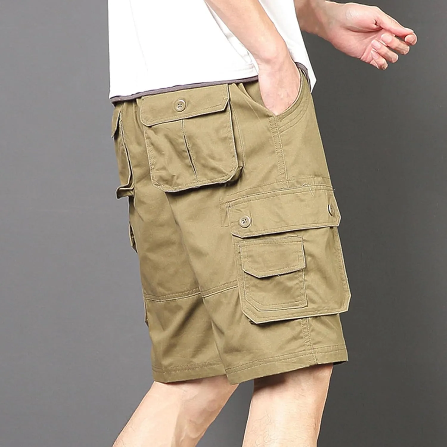 Mens Hiking Cargo Shorts Classic Washed Combat Shorts Outdoor Relaxed Fit Jogging Pants for Summer Travel Vacation