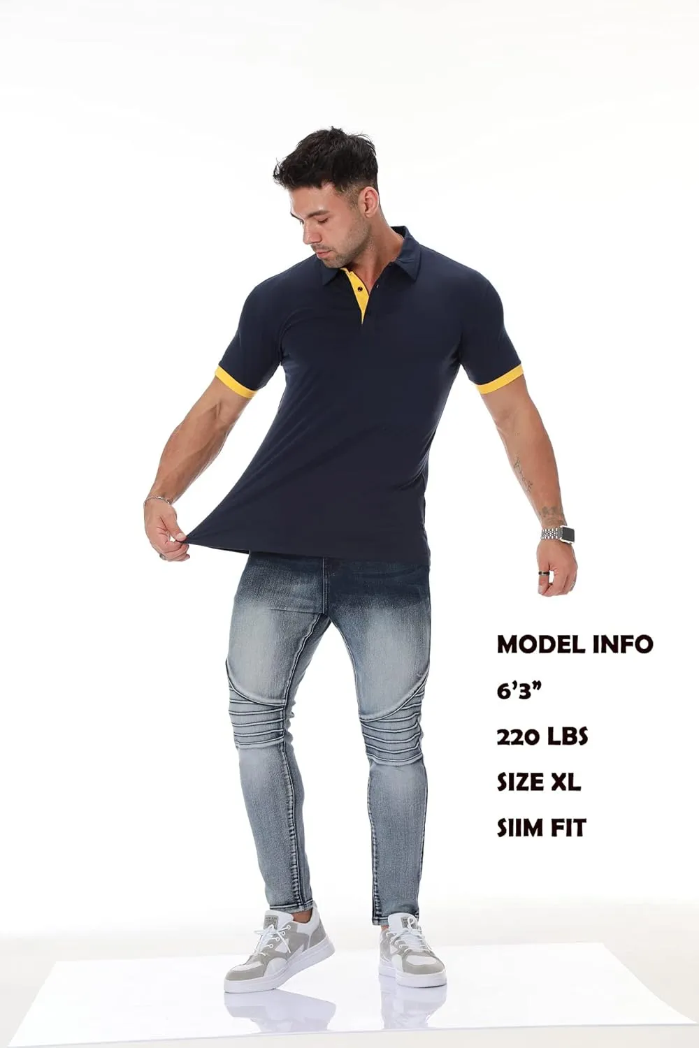 Men's Short & Long Sleeve Solid Polo Shirt Slim Fit Casual Basic Design