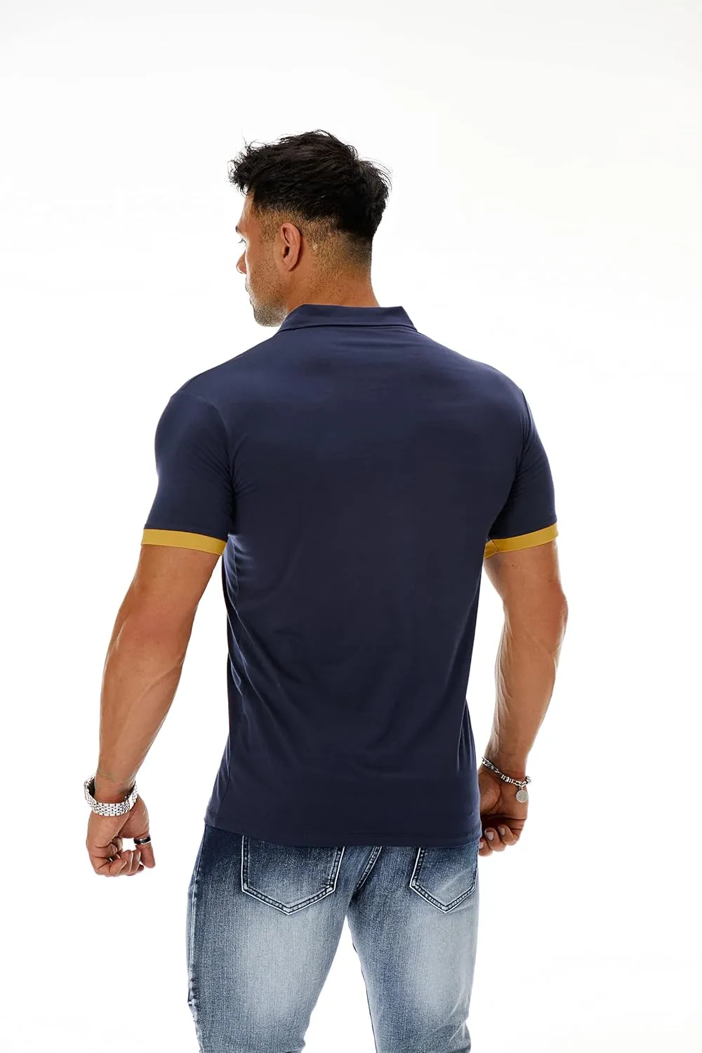 Men's Short & Long Sleeve Solid Polo Shirt Slim Fit Casual Basic Design
