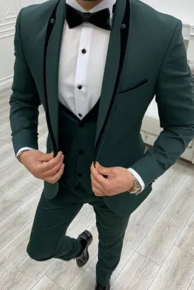 Men's three piece green tuxedo
