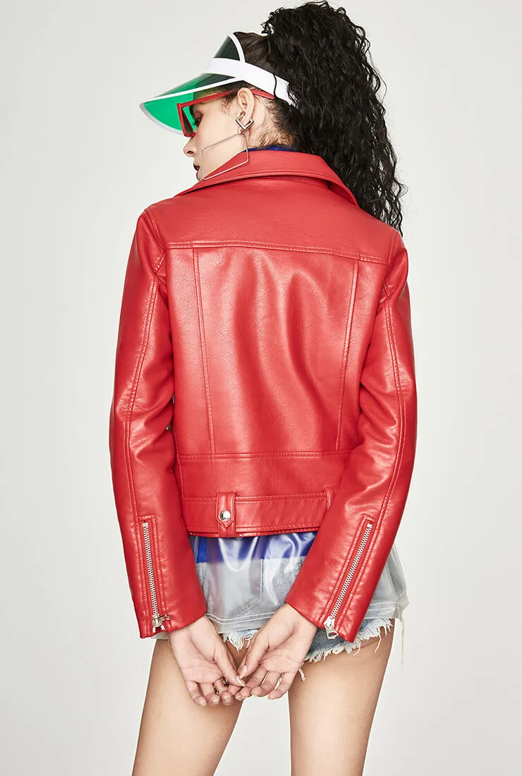 Multi-color Classic Short Leather Jacket