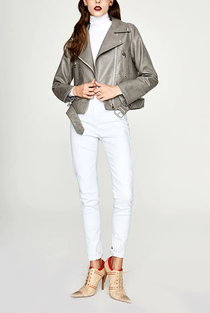 Multi-color Classic Short Leather Jacket